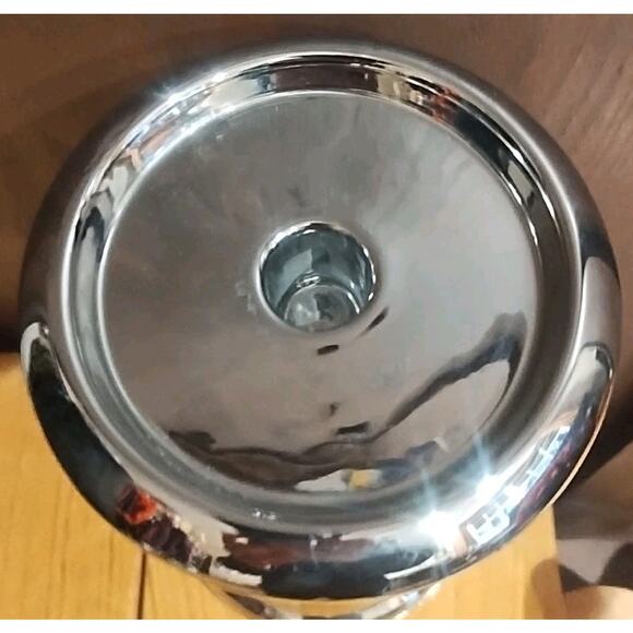 LARGE Candle Pillar STAND Silver color Pottery 4 inch pillar or taper Holiday - Picture 3 of 5